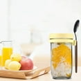 thumbnail image 2 of JeashCHAT Overnight Oats Containers with Lid and Spoon , 600ML Large Capacity Airtight Glass Oatmeal Container with Measurement Marks, Reusable Yogurt Salad Cereal Meal Prep Jar, Yellow, 2 of 4