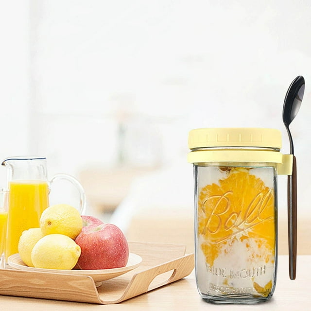 Amzcrzy Kitchen Supplies, Cups, Kitchen Gadgets, Kitchen Utensils Set, Oats Container With Lid And Spoon, Oats Jars, Portable Jars With Lid For Cereal Container Capacity 350ML a bottle