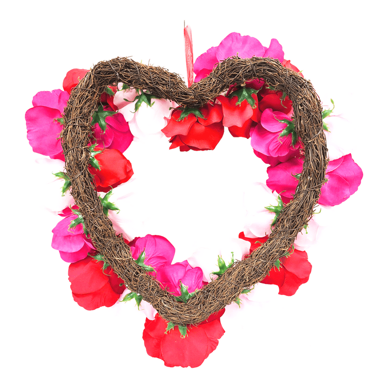 Valentine's Day Red and Pink Rose Heart Wreath, 18