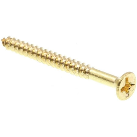 

9034826 Wood Screw Flat Head Phillips #6 X 1-1/2 in Solid Brass Pack of 100