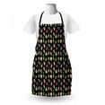 thumbnail image 3 of Sugar Skull Apron, Funny Cheerful Mexican Skulls with Different Hats Flowers and Stars, Unisex Kitchen Bib with Adjustable Neck for Cooking Gardening, Adult Size, Black and Multicolor, by Ambesonne, 3 of 4