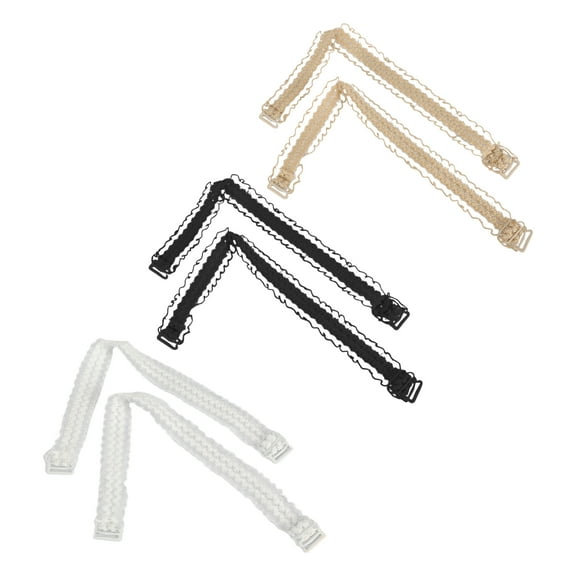 3 Pair Lace Shoulder Straps Adjustable Shoulder Belt Elastic Female Bra Straps Black Skin Color White