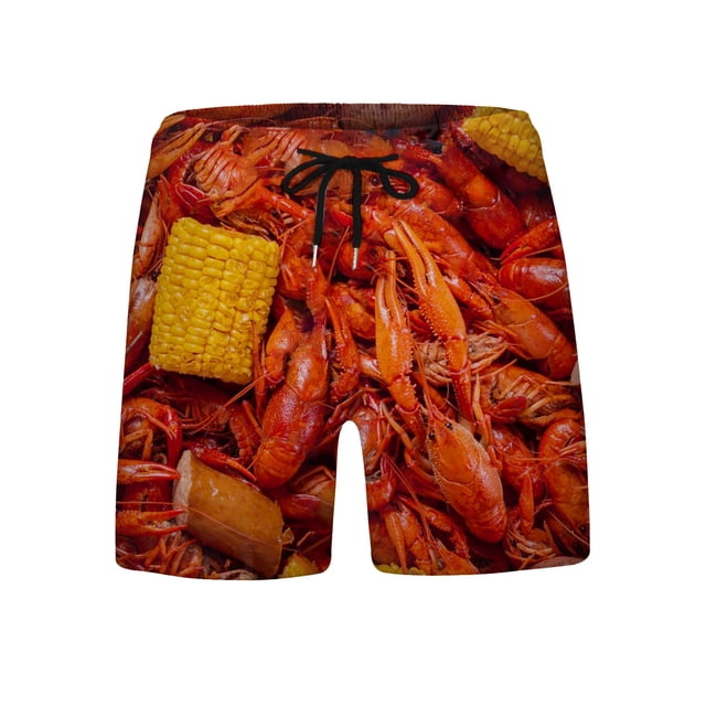 NaWent Shorts pour Hommes en Solde, Shorts de Plage Réalistes Imprimés 3D pour L'Été, Rouge L Rouge L