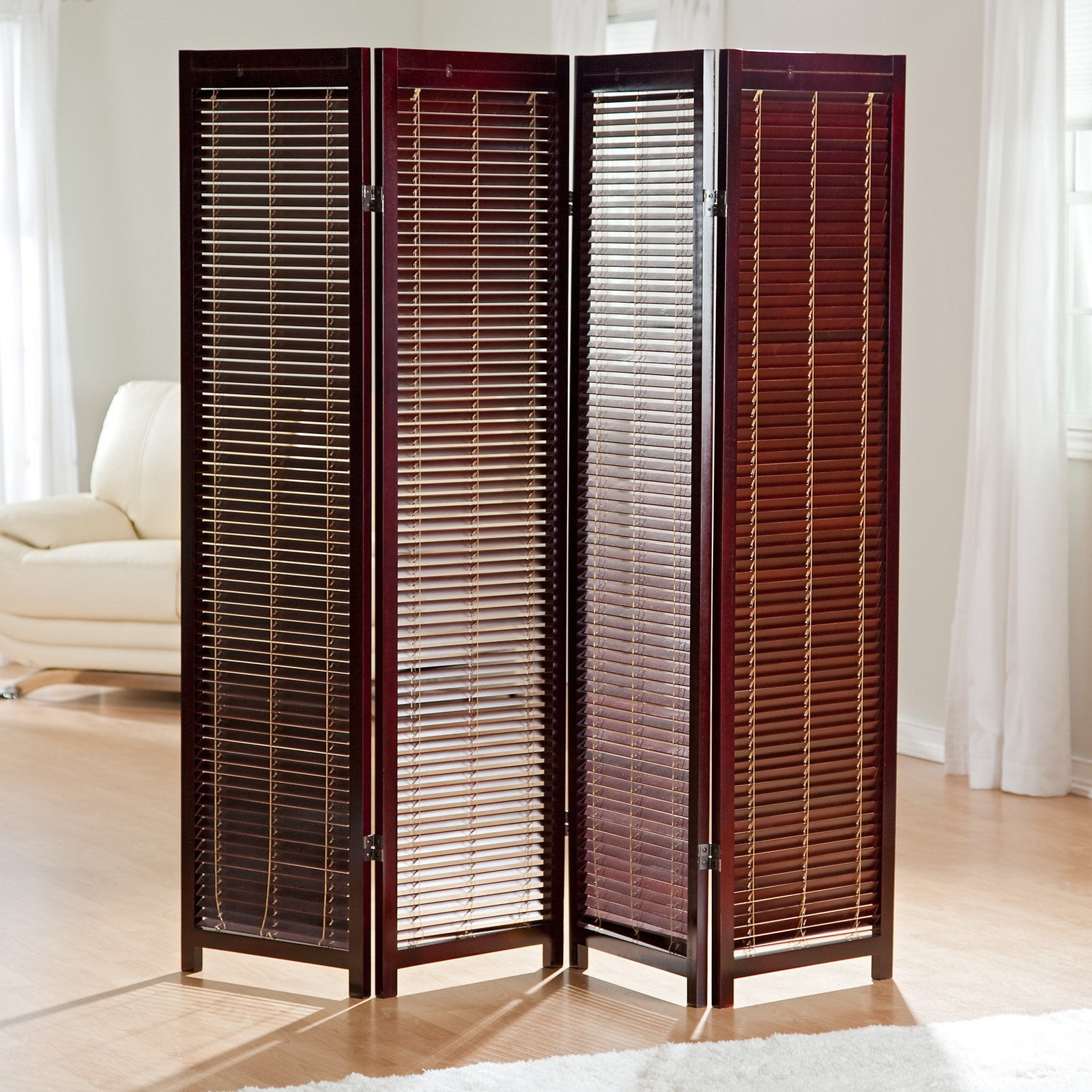 Tranquility Wooden Shutter Screen Room Divider In Rosewood Walmart Com