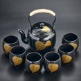 thumbnail image 1 of Black Glaze Large Capacity Tea Set Simple Ceramic Handle Pot Tea Cup Set Home Office Gift Giving, 1 of 6