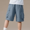 thumbnail image 5 of ITSAME Boys Cargo Shorts, Elastic Waist with Pockets Quick-Dry Summer Fashion Casual Shorts Blue Size 15-16, 5 of 6