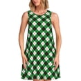 thumbnail image 1 of Disketp Green Argyle Plaid para Vestido sin Mangas para Mujeres, Vestidos de Verano para Mujeres, Casual y Holgado para la Playa, 1 of 7