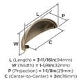thumbnail image 5 of Amerock Ravino 3 inch (76mm) Center-to-Center Champagne Bronze Cabinet Cup Pull, 25 Pack, 5 of 5