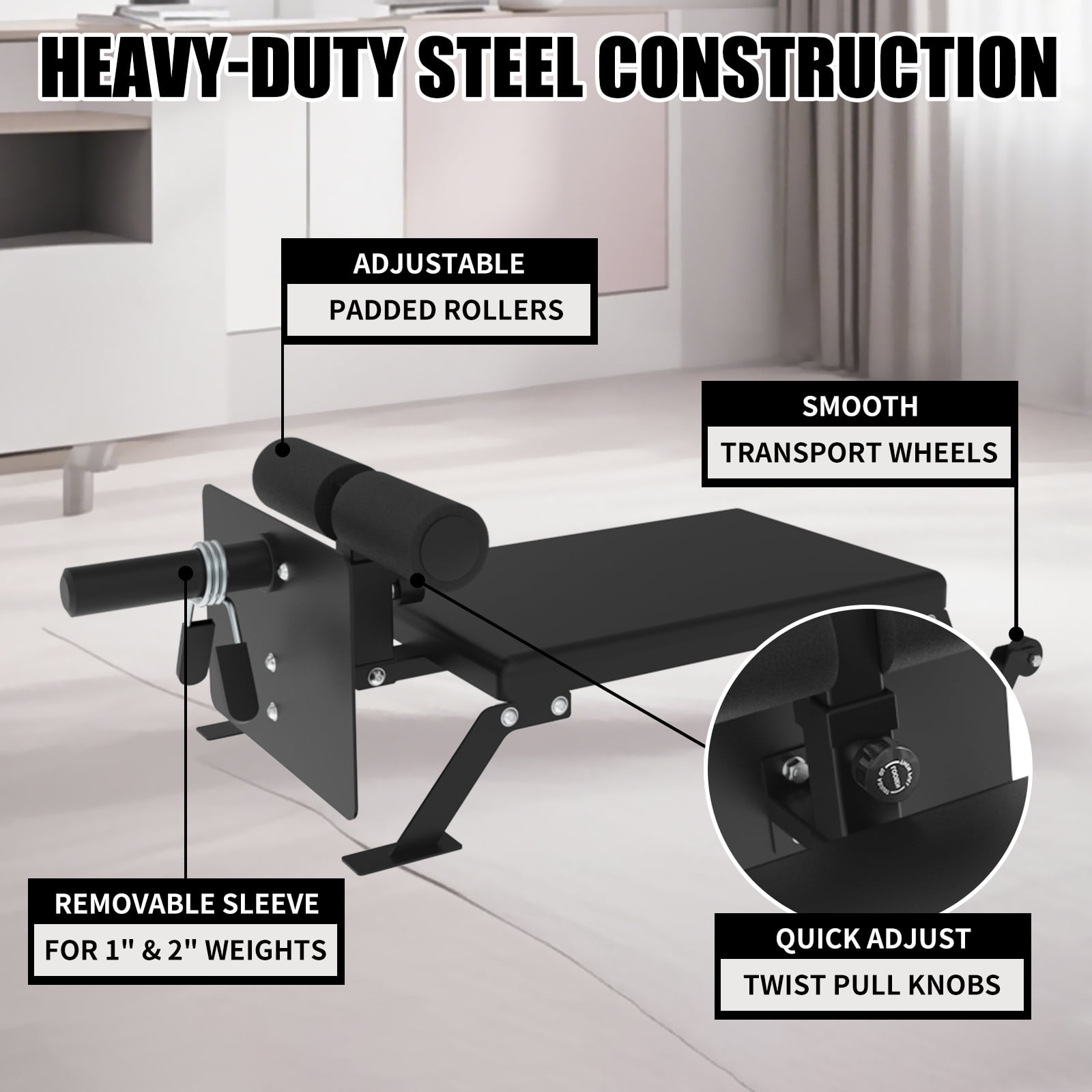 TEQIN Nordic Curl Machine, Hamstring Curl Bench, Height Adjustable  Nordic Curl Bench,Compact Glute Bench with wheels, Home Gym Equipment for Leg Workouts