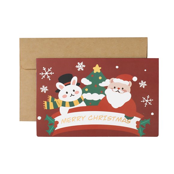 Guirlandes de Noël Extérieures Bunny Créatives Mignonnes Dessin Animé Carte de Vœux de Noël Carte de Bénédiction de Noël