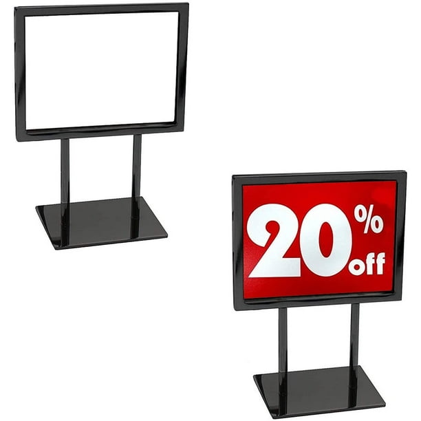 Countertop Sign Holder, Heavy Duty Metal Tabletop Black Card Display, 5
