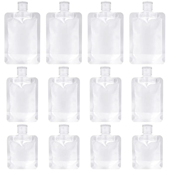 12 Pieces Mixed Sizes Portable Plastic Stand up Spout Transparent Clamshell Packaging Bag Refillable Travel Pouches Empty Clear Plastic Travel Bags Liquid Packaging Bag for Travel Home Makeup Supplies