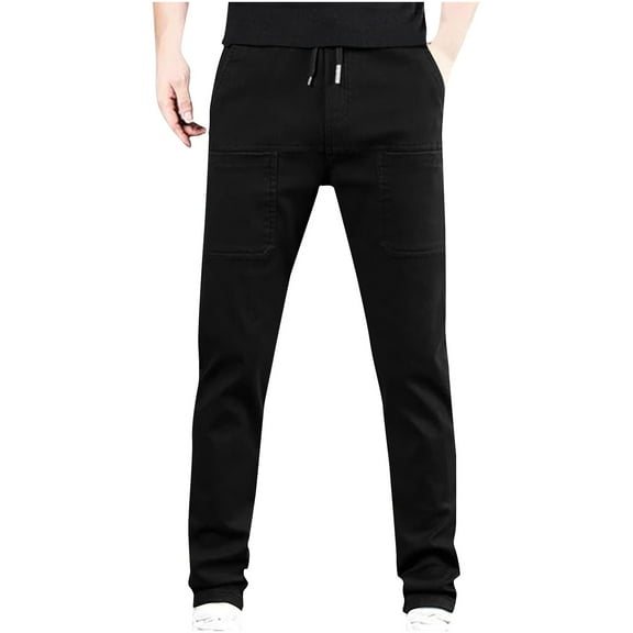 Yghzkop Men's Waterproof Outdoor Cargo Pants Elastic Drawstring Waist Multi-Pocket Durable Nylon Blend Hiking Camping Windproof Tactical Long Pants Comfort Fit