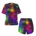 thumbnail image 6 of "Wukai Bright Universe Women's Pajama Set - Short-Sleeve Top and Shorts with Elastic Waistband and Pockets for Loungewear, Yoga, and Casual Wear-XX-Large, 6 of 8