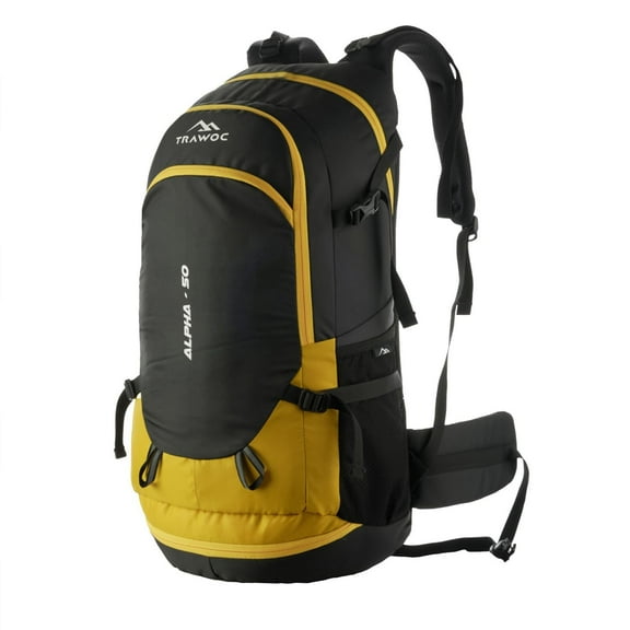 TRAWOC 50 Ltr Travel Backpack Water Resistant Daypack Bag for Cycling Trekking Hiking Camping, Yellow