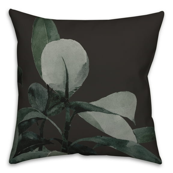 Creative Products Black Watercolor Plant 18x18 Indoor / Outdoor Pillow