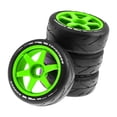 thumbnail image 3 of 4 Pieces Rubber Tire Wheel Tyre Parts for 1:8 Scale Crawler Vehicles Model Green, 3 of 8