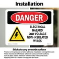 thumbnail image 3 of Electrical Hazard Low Voltage OSHA Danger Vinyl Decal Label 14 Inch x 10 Inch - 10 Pack, 3 of 6