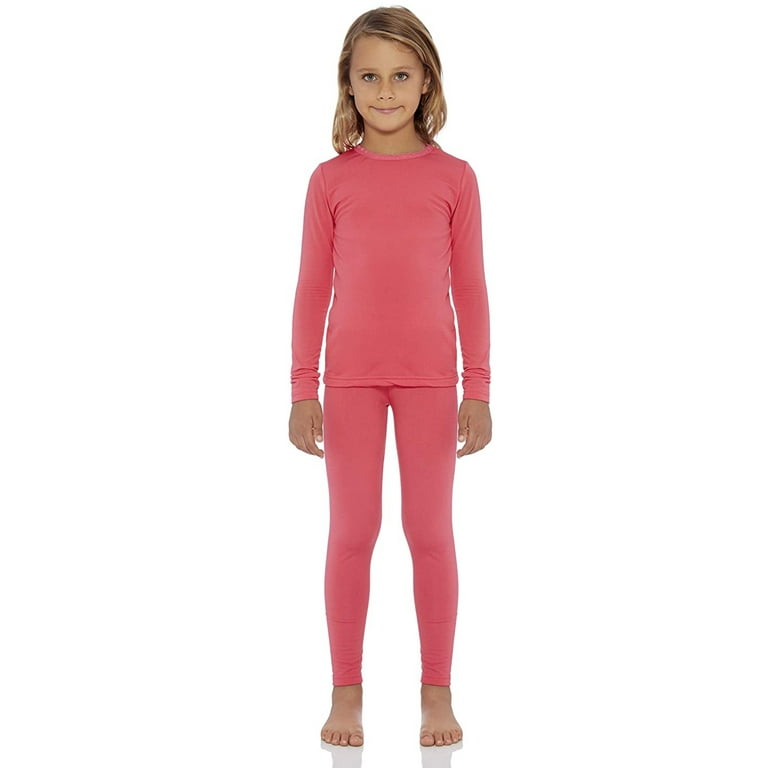 Rocky Girls Thermal Underwear Top & Bottom Set Long Johns for Kids, Coral  Large