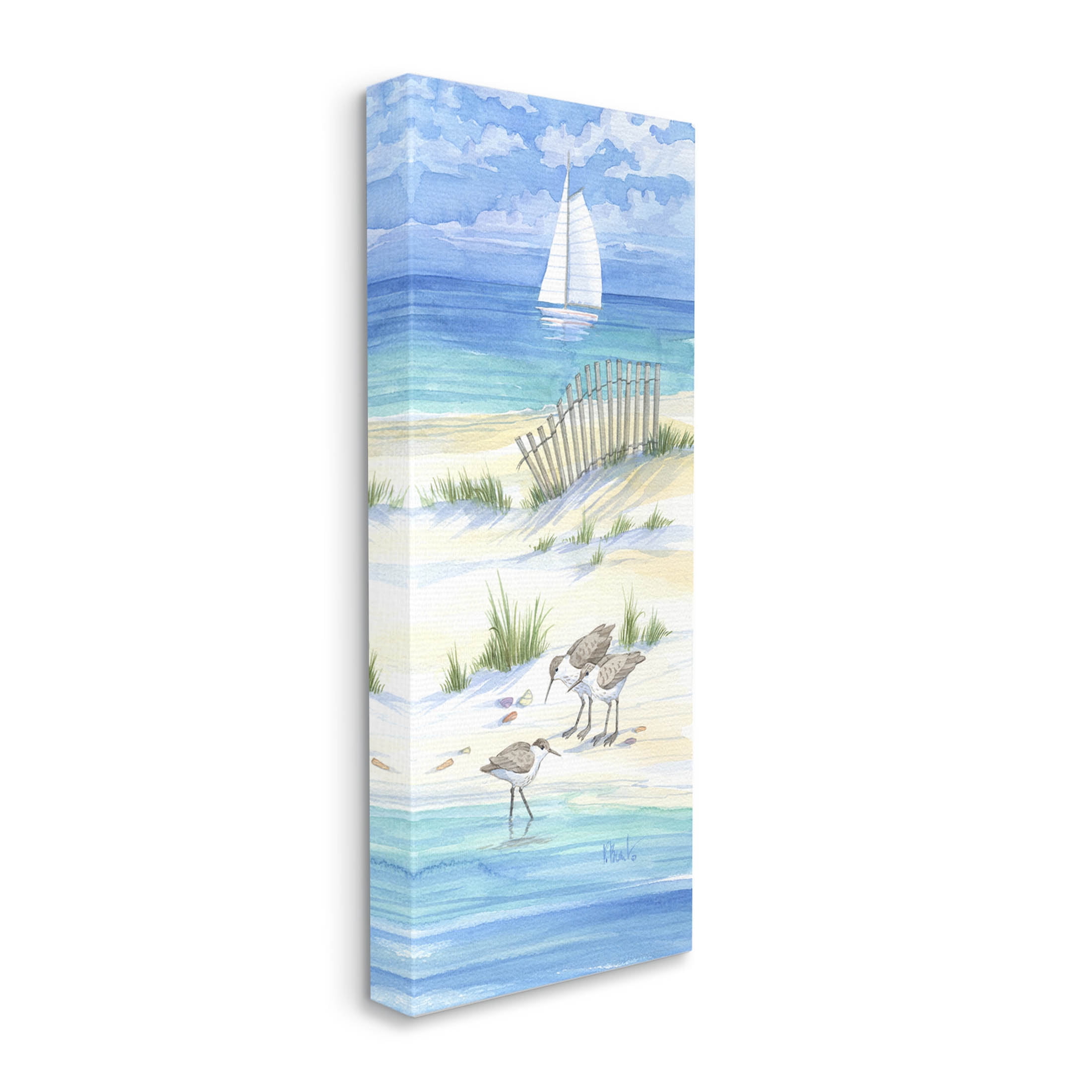 Stupell Industries Beachside Coastal Sandpiper Birds Painting Gallery Wrapped Canvas Print Wall Art, Design by Paul Brent