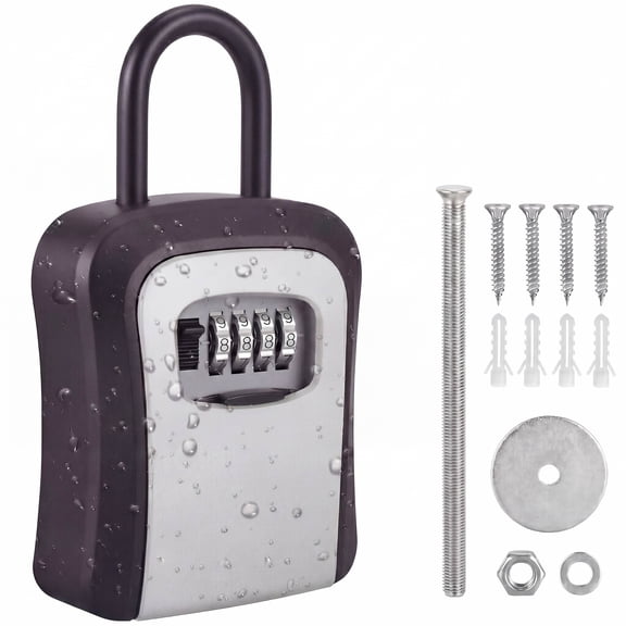 KOYMISKU Key Lock Box, Outdoor Portable Combination Lock Box, Wall-Mounted Key Storage, Resettable Code Security Safe for Home, Office, Apartment Spare Key Storage