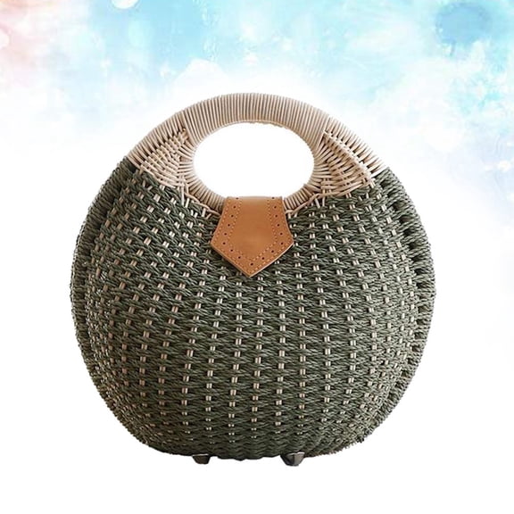Raindrops  Hand-woven Bag Bucket Handbags for Women Purse Purses Vacation Green