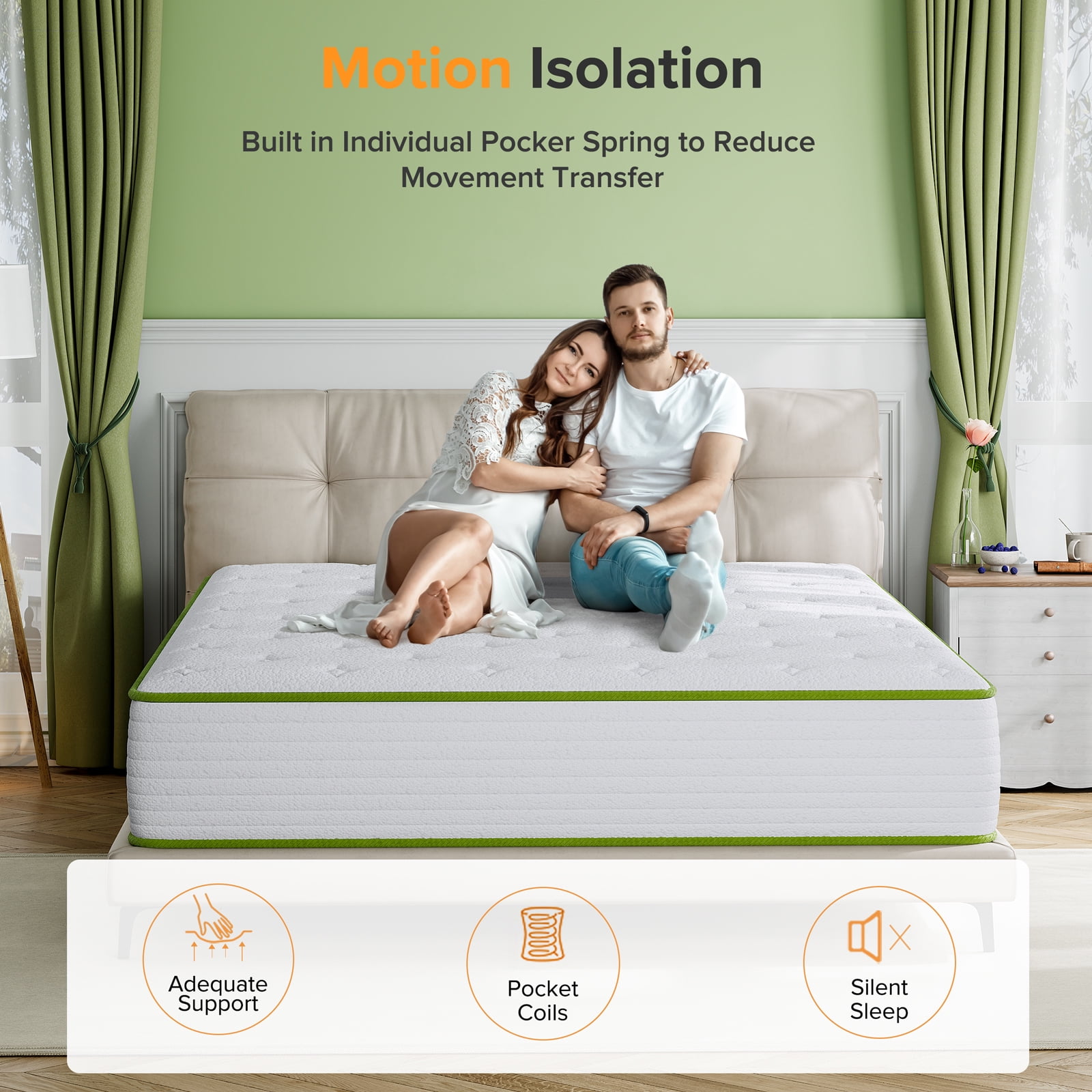 POSMOND 12 inch Twin Hybrid Mattress, Medium Firm , Motion Isolation, CertiPUR-US Certified, Bed-in-a-Box