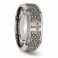 thumbnail image 5 of Titanium Beveled Edge 8mm Laser Design Brushed & Polished Wedding Band - Size 9, 5 of 5