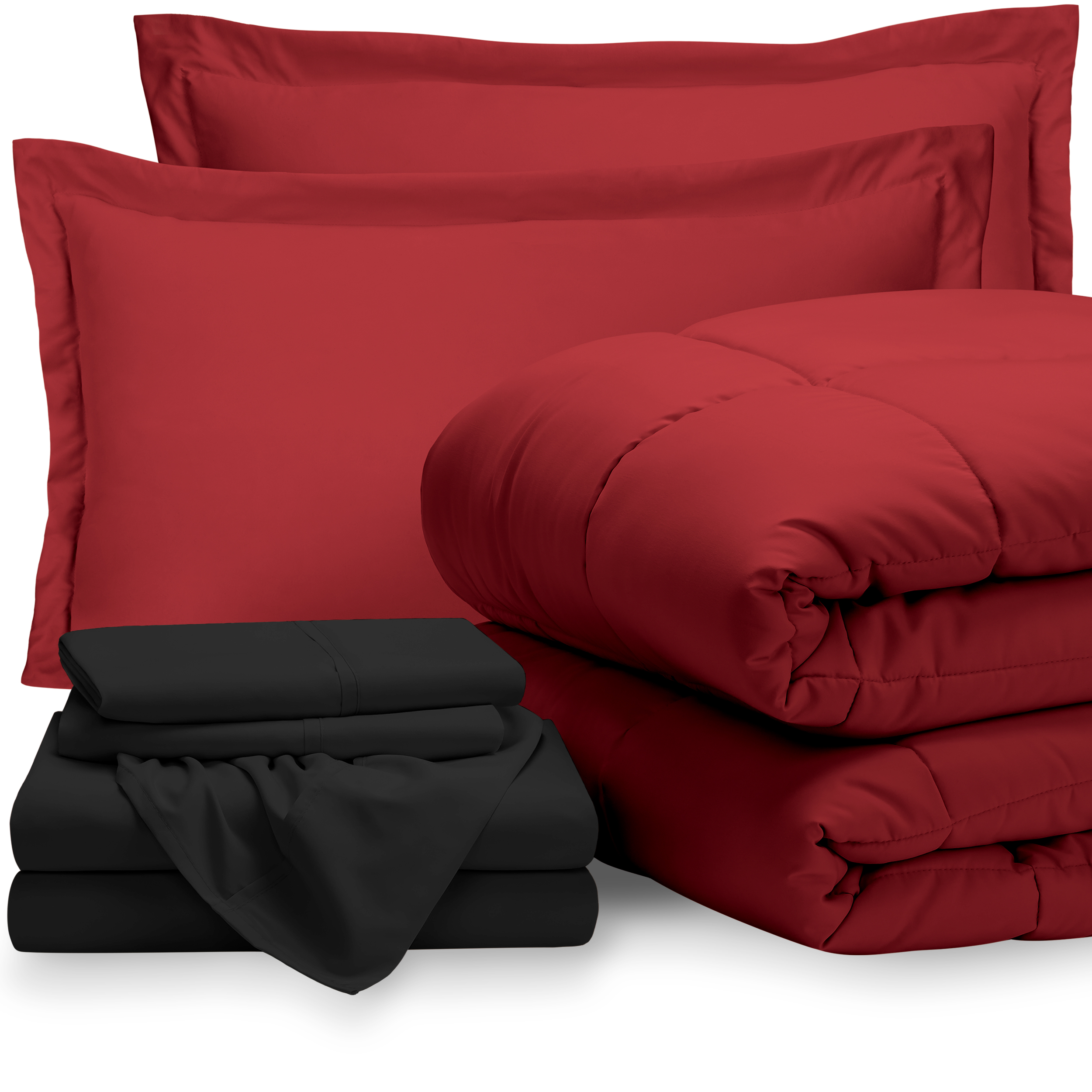 Bare Home 7Piece BedInABag California King Set Red