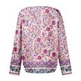 thumbnail image 5 of Women's Autumn Winter Dense Floral Print Top Waffle Henry Shirt for Luxurious and Comfortable Fall Fashion with Floral Designs,Purple,L, 5 of 7