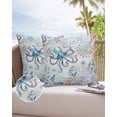 thumbnail image 6 of Pack of 2 Outdoor Pillow Covers, Summer Ocean Octopus Seashell Starfish Coral Wood Grain Waterproof Square Throw Pillowcase Cushion Decorative Pillow Covers for Couch Patio Tent, 24x24 in, 6 of 6