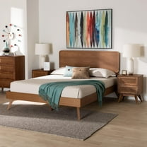 Baxton Studio Demeter Mid-Century Bedroom Set, 3-Piece, Walnut Brown