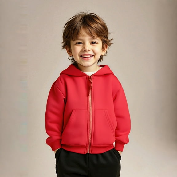 Hoddies Kids Thickened Red Hoodies Casual Long Sleeve Sweatshirts Jackets Winter Clothes Little Boy Clothes 4T