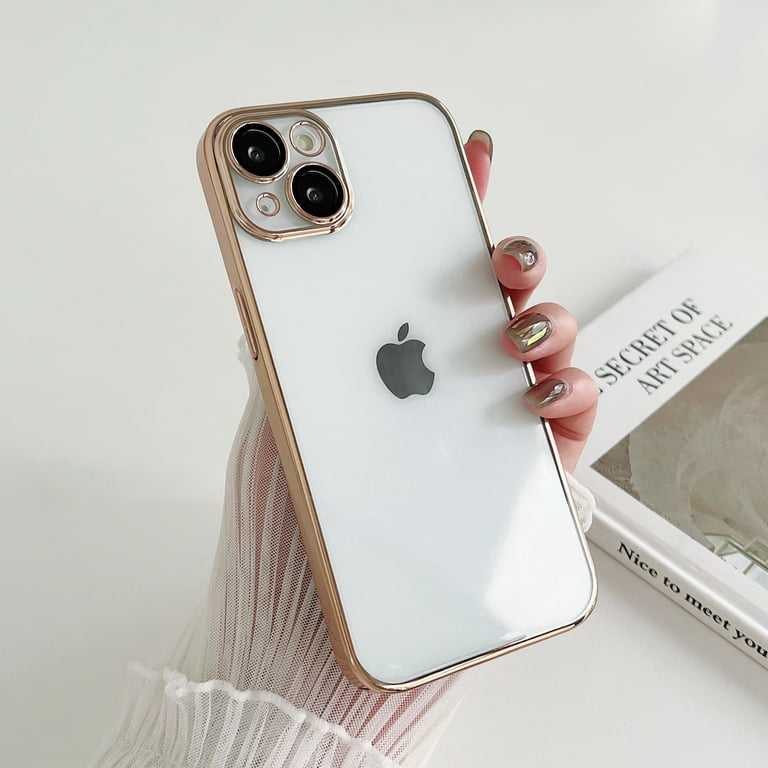 Dteck for iPhone 11 6.1 Inch Clear Transparent Cover Case, Simple Style PC  Material Colorful Plating Frame Lens Film Protective Case for iPhone 11