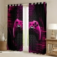 thumbnail image 2 of Manfei Neon Gamepad Black Out Curtains,Modern 3D Geometric Curtains Pack of 2 (42x63 Each),Pink Black Geometric Bedroom Curtains For Boys Kids,Super Cozy Bedroom Decor, 2 of 6