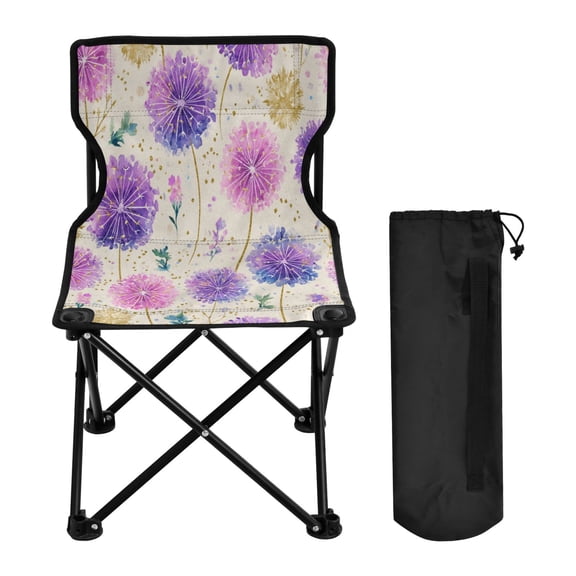 600D Oxford Camping Chair Portable Foldable Chair Supports 220 lbs for Picnic, Fishing, Backpacking Watercolor Dandelions Pattern
