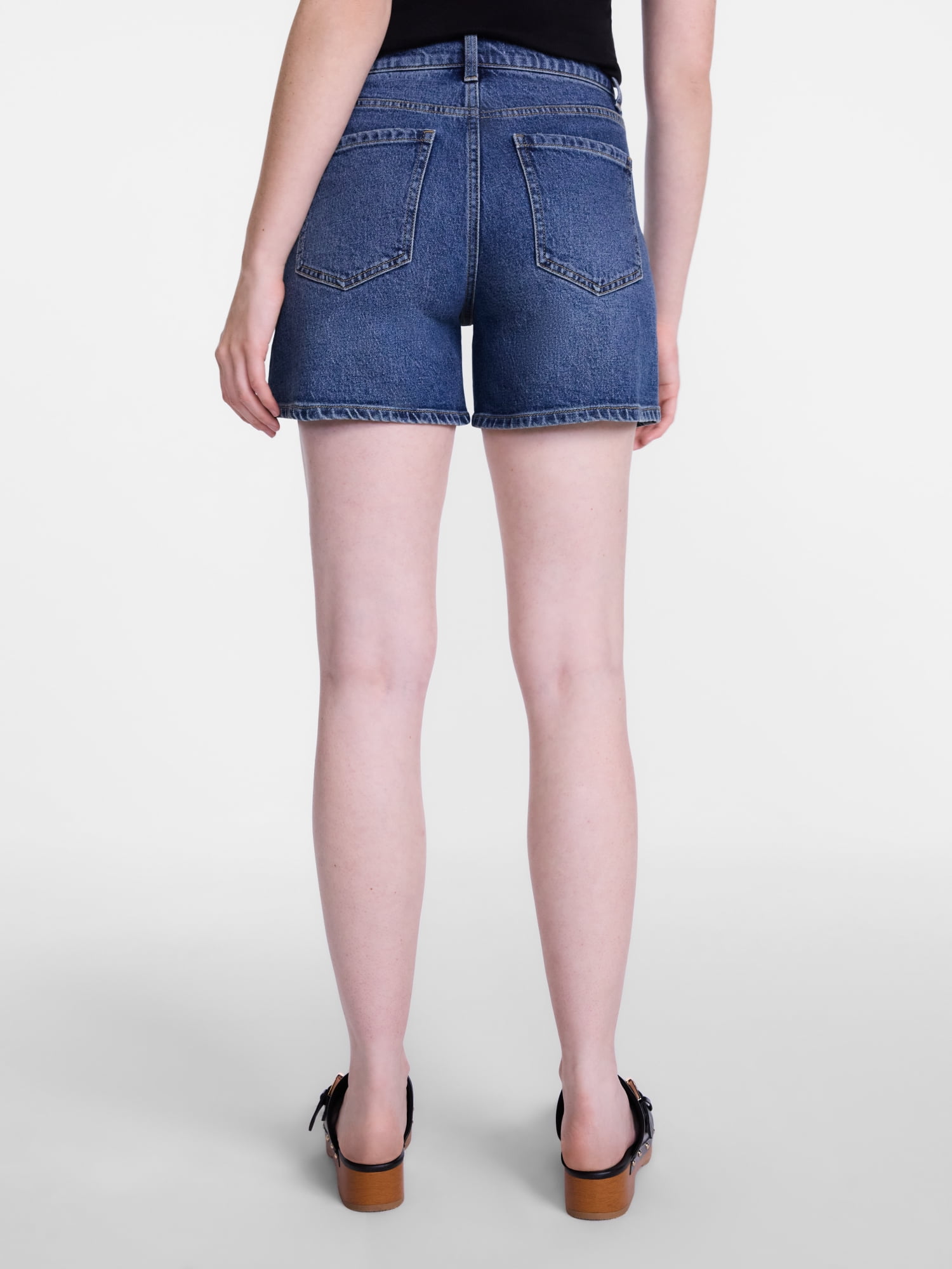 Scenario Women's High Rise A-Line Denim Shorts, 5" Inseam, Sizes 0-20