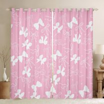 Feelyou Dreamy Bowknot Kids Blackout Curtains Set of 2 (52x84 Each), Fashion Princess Style Window Curtains, Girly Cute Pink Bow Curtains and Drapes, Living Room Curtains Decor