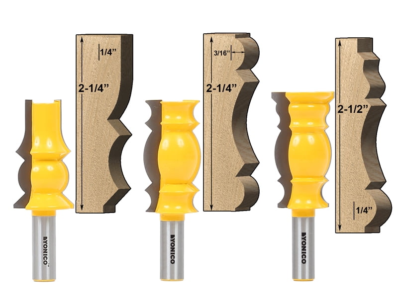 Yonico 3 Pc. Crown Moulding Router Bit Set 1/2" Shank 16320
