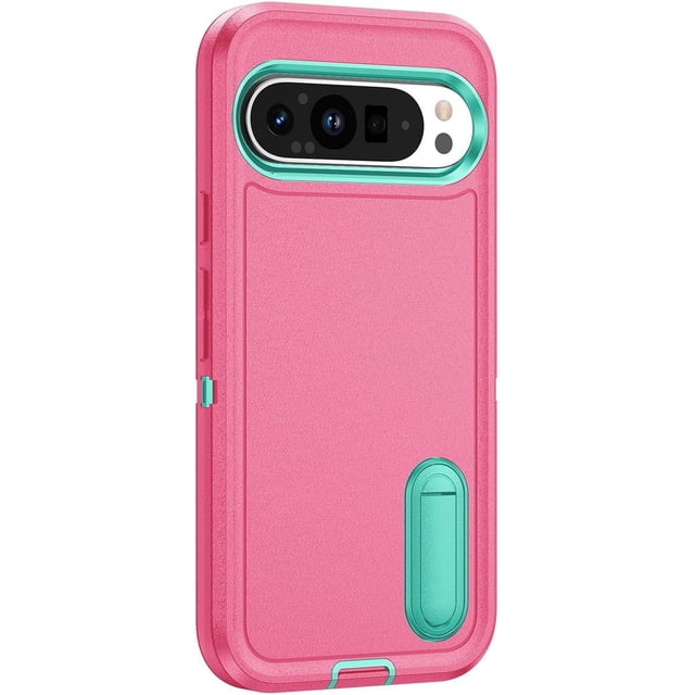 KOMI Pink, 9, Anti -Fall Case for Google Pixel 9/ 9Pro/ 9ProXL, Small Kickstand, Back Case Ultra -Thin and Light Military Grade Protection Shockproof Shell