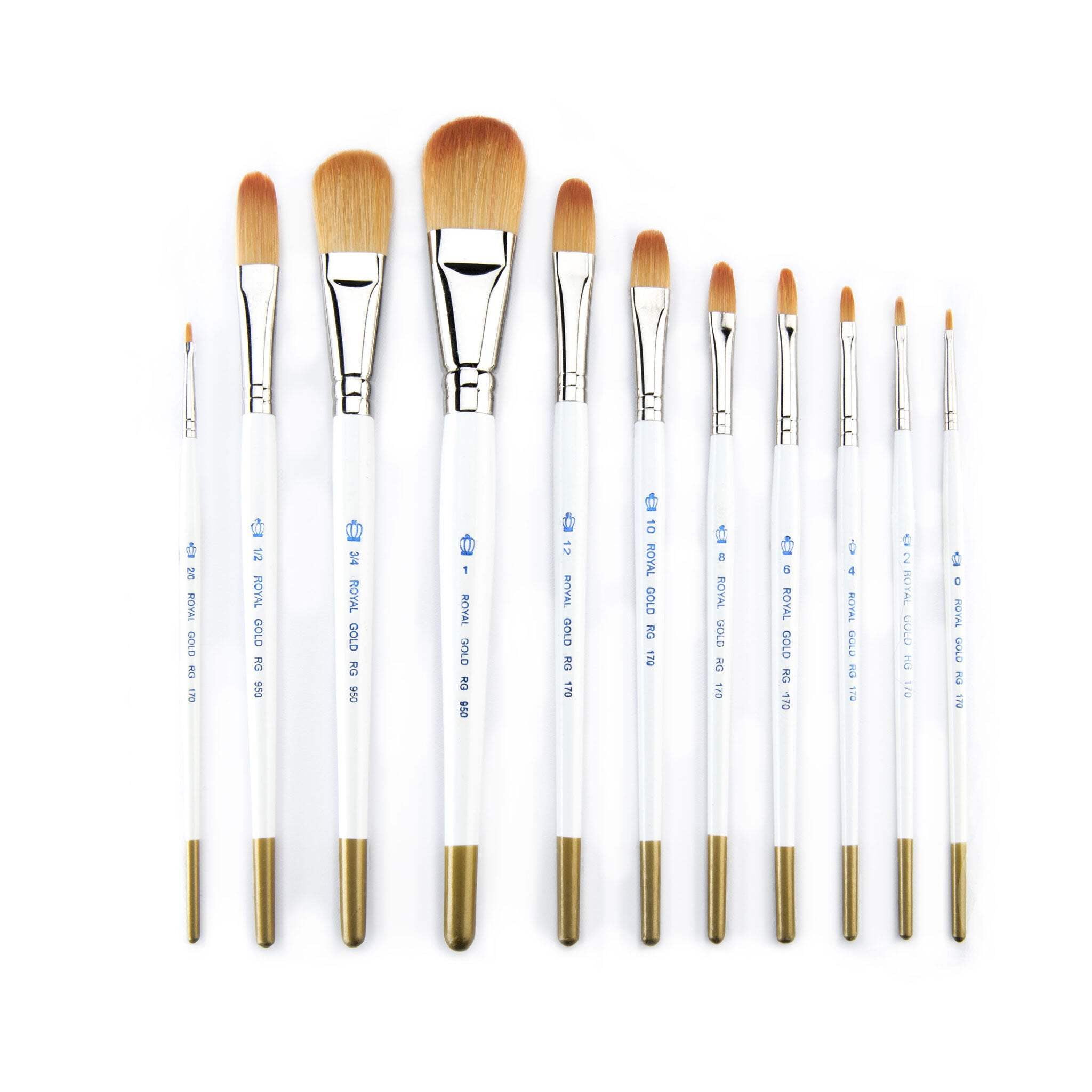 Royal & Langnickel Royal Gold Short Handle Paint Brush Set, Filbert and Wash, 11-Piece