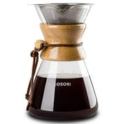 COSORI Pour Over Coffee Maker, 8 Cup Glass Coffee Pot&Coffee Brewer with Stainless Steel Filter, High Heat Resistance Decanter, Measuring Scoop Included, 34 Ounce,Transparent