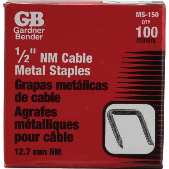 GB Gardner Bender MS-150 1/2" Metal Cable Staples 100 Count