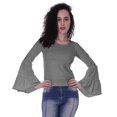 thumbnail image 1 of Moomaya T-Shirt à Manches Longues Évasées pour Femmes, Col Rond, Uni, Coupe Décontractée, T-Shirt d'Été, 1 of 6