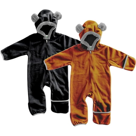 

Cuddle Club Fleece Baby Bunting Bodysuit One Piece Hooded Romper Outerwear 18 to 24 Months Black & Brown 2-Pack