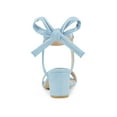 thumbnail image 2 of BLISSFUL STEP Women's Open Toe Ankle Tie Back Block Heels Sandals Blue (Size 9.5), 2 of 6