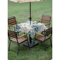 thumbnail image 4 of Outdoor Tablecloths with Umbrella Hole & Zipper, Spring Floral 54x54 Inch Square Tablecloths, Vintage Tulips Flower Butterfly Retro Wood Blue Waterproof Table Cloth, Patio/Pool/Picnic Table Covers, 4 of 8