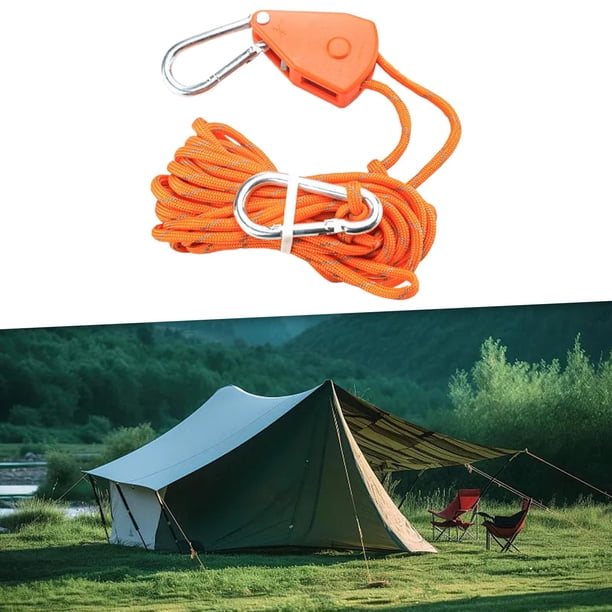 Lot De 4 Cordes à Cliquet Réglables 5m – Tendeurs En Nylon Réfléchissant Pour Tente, Bâche, Camping, Randonnée (orange)