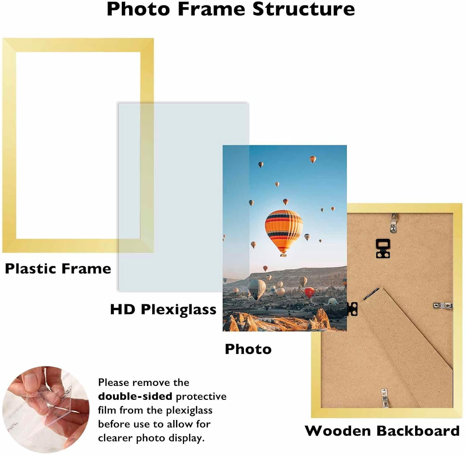 7x10 Picture Frame Gold for Wall Hanging or Tabletop- Wall Mounting Horizontally or Vertically, 7 x 10 Wall Gallery Poster Photo Frame for 7 by 10 Photos, Gold