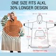 thumbnail image 4 of Oversized Wearable Blanket Hoodie,Orange Boho Geometric and Plant Pattern Sherpa Blanket Hoodie with Super Pockets,Super Warm Fuzzy Pullover for Women & Men, 4 of 6